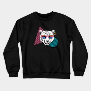 Retro Disco Bear Wearing Glasses In Shapes Crewneck Sweatshirt